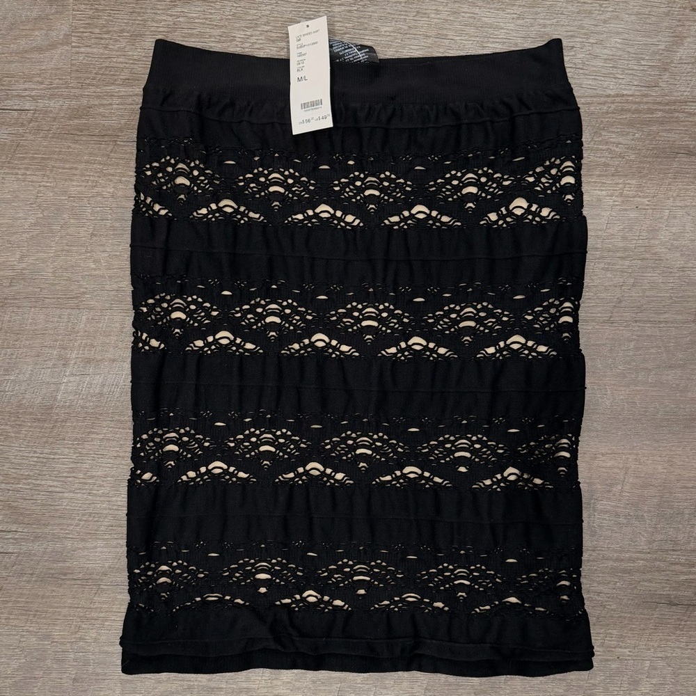 Bebe Vintage Y2K Lace Banded Tube Skirt Black Made in USA NWT Size M/L Stretch